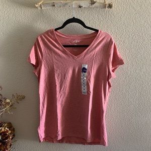 Coral Basic V Neck Short Sleeve Woman’s Size M